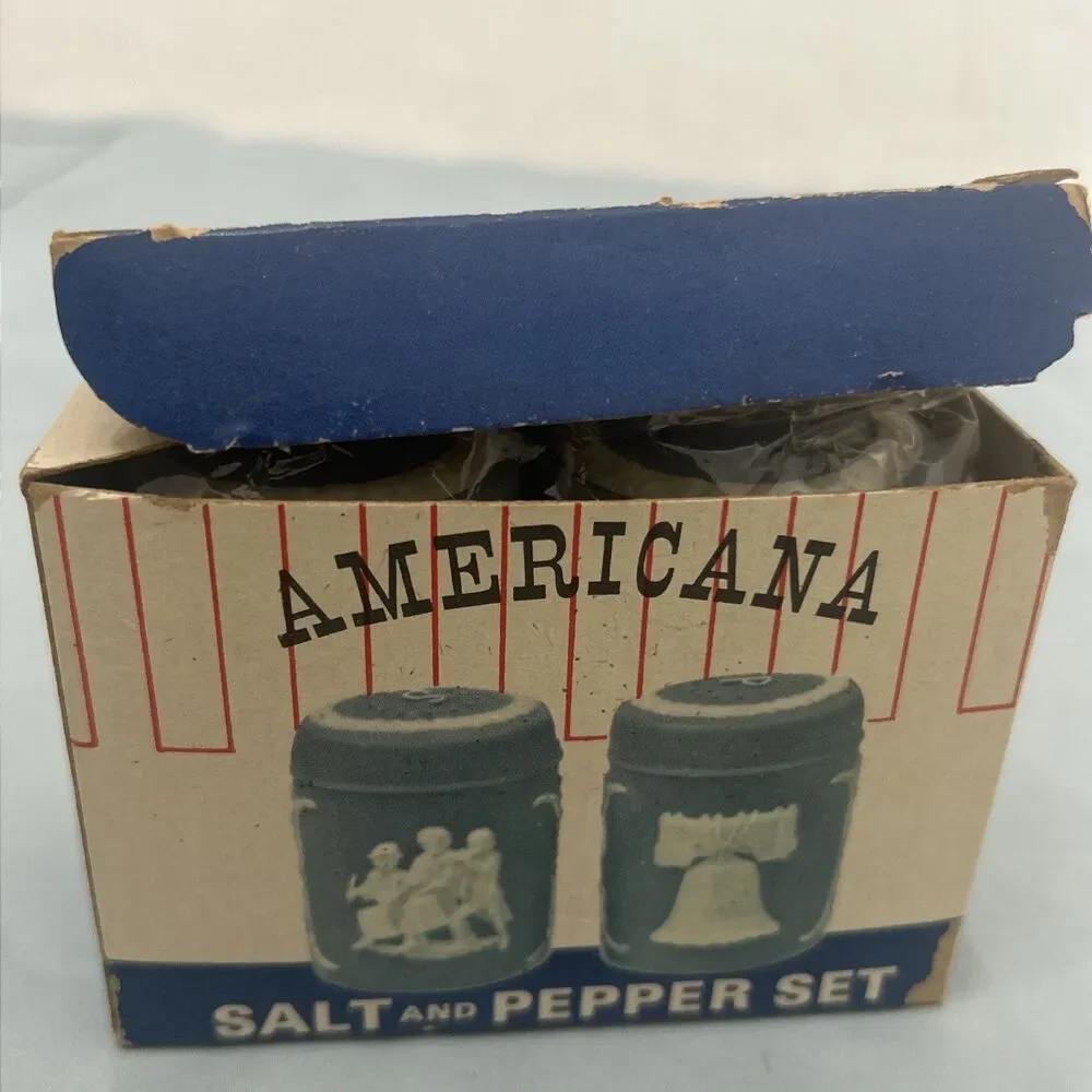 Vintage Americana Salt & Pepper Shakers Early American Motif Liberty Bell